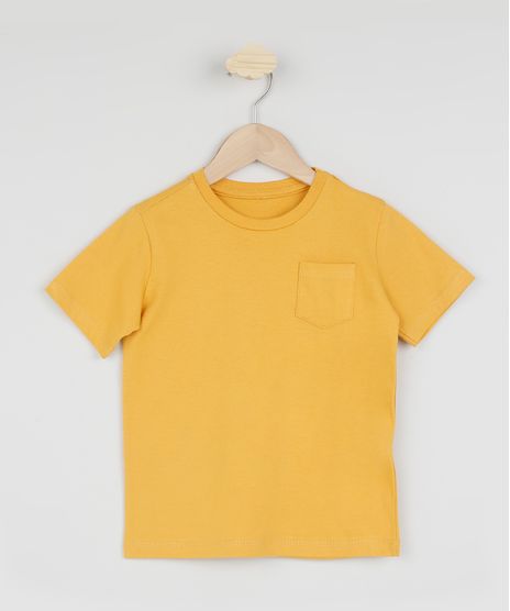 Camiseta-Infantil-Basica-com-Bolso-Manga-Curta-Mostarda-9961433-Mostarda_1