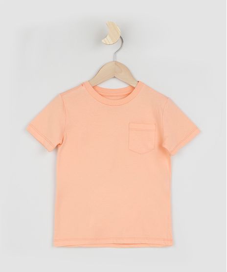 Camiseta-Infantil-Basica-com-Bolso-Manga-Curta-Coral-9961661-Coral_1