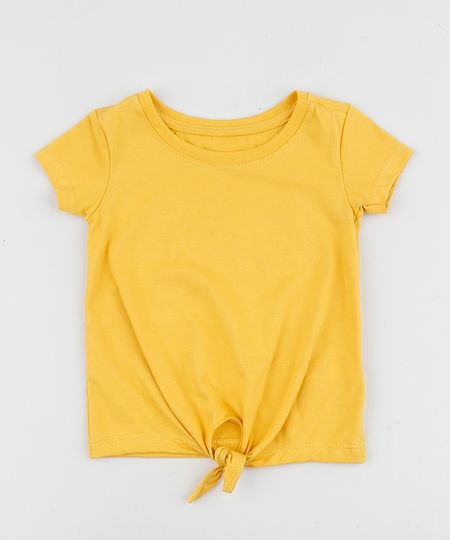 Blusa-Infantil-Basica-com-No-Manga-Curta-Mostarda-9961483-Mostarda_1