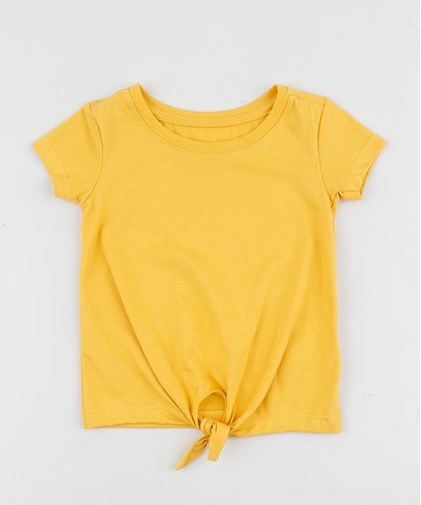 Blusa-Infantil-Basica-com-No-Manga-Curta-Mostarda-9961483-Mostarda_1