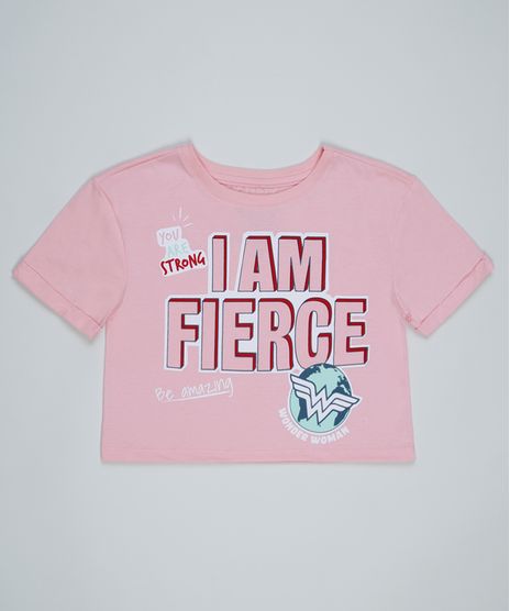 Blusa-Juvenil-Cropped-Mulher-Maravilha--I-am-Fierce--Manga-Curta-Rosa-9960295-Rosa_1