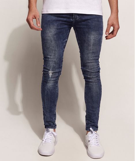 calça jeans super skinny masculina