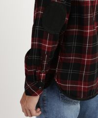 Camisa-Masculina-Tradicional-em-Flanela-Estampada-Xadrez-com-Bolsos-Manga-Longa-Vinho-9826254-Vinho_5