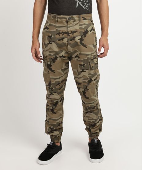 Calca-de-Sarja-Masculina-Jogger-Slim-Cargo-Estampada-Camuflada-Bege-9823811-Bege_1