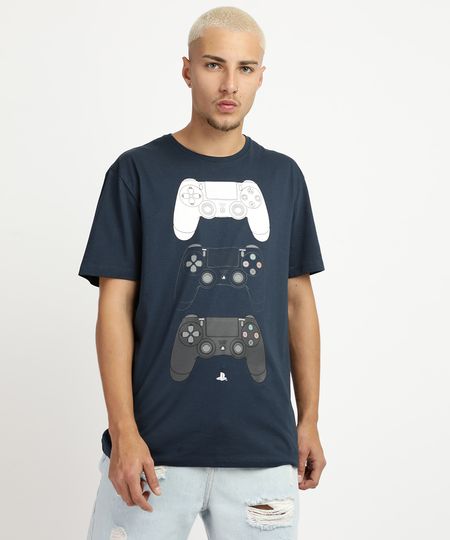 Camiseta-Masculina-Playstation-Manga-Curta-Gola-Careca-Azul-Marinho-9942085-Azul_Marinho_1