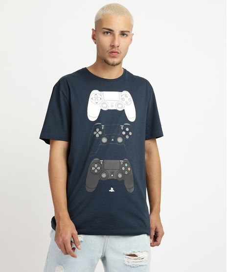 Camiseta-Masculina-Playstation-Manga-Curta-Gola-Careca-Azul-Marinho-9942085-Azul_Marinho_1