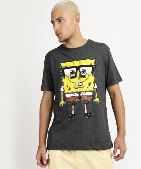 Camiseta-Masculina-Bob-Esponja-Manga-Curta-Decote-Careca-Cinza-9955439-Cinza_1