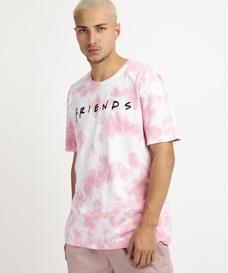 Camiseta-Masculina--Friends--Estampada-Tie-Dye-Manga-Curta-Gola-Careca-Rosa-9958550-Rosa_1