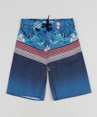 Bermuda-Surf-Infantil-Estampada-de-Folhagens-e-Listras-com-Cordao--Azul-Marinho-9954486-Azul_Marinho_1