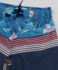 Bermuda-Surf-Infantil-Estampada-de-Folhagens-e-Listras-com-Cordao--Azul-Marinho-9954486-Azul_Marinho_3