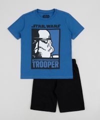 Conjunto-Infantil-Star-Wars-de-Camiseta-Manga-Curta---Short-em-Moletom-Azul-9954598-Azul_1