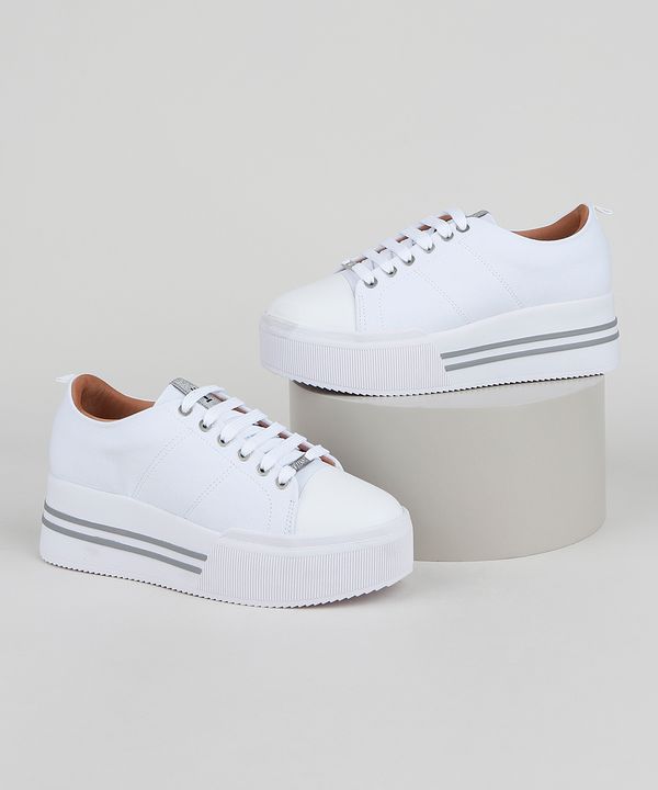 Tênis Feminino Vizzano Flatform com Listras Branco 39