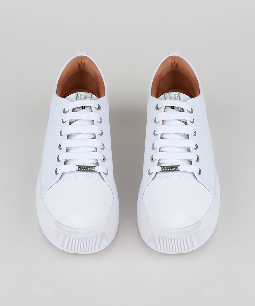 slip on flatform vizzano listras branco