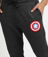 Calca-em-Moletom-Masculina-Relaxed-Capitao-America-com-Bolsos-Cinza-9957503-Cinza_2