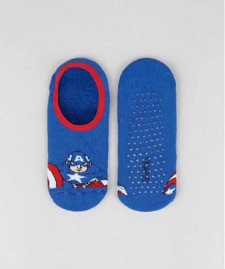 Meia-Infantil-Sapatilha-Capitao-America-Atoalhada-com-Sola-Antiderrapante-Azul-9932603-Azul_1