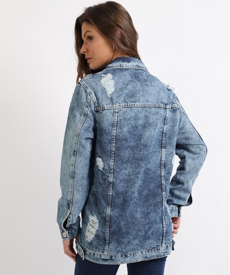 jaqueta jeans oversized destroyed