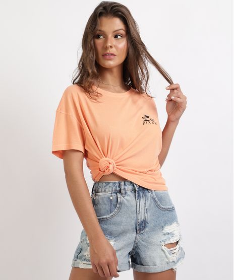 Blusa-Feminina-Pixar-Manga-Curta-Laranja-Neon-9953072-Laranja_Neon_1