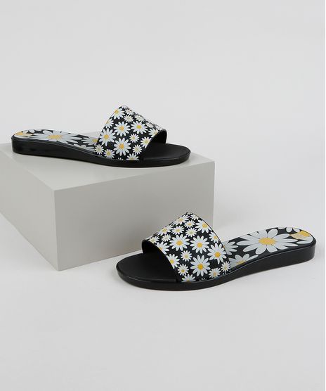 Rasteirinha-Feminina-Zaxy-Slide-Estampada-Floral-Preta-9959918-Preto_1