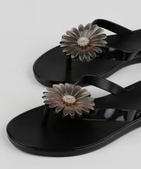 Rasteirinha-Feminina-Zaxy-Daisy-com-Flor-Preta-9959912-Preto_5