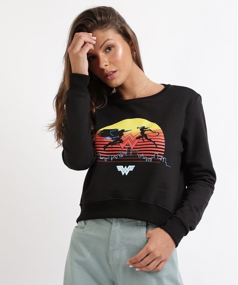 Blusao-de-Moletom-Feminino-Mulher-Maravilha-Decote-Redondo-Preto-9946043-Preto_1