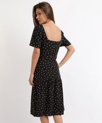 Vestido-Feminino-Midi-Estampado-de-Poa-com-Babado-Manga-Curta-Preta-9952435-Preto_2