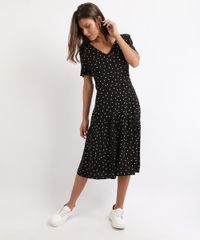 Vestido-Feminino-Midi-Estampado-de-Poa-com-Babado-Manga-Curta-Preta-9952435-Preto_3