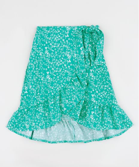 Saia-Infantil-Estampada-Floral-Transpassada-com-Faixa-para-Amarrar-e-Babado-Verde-9953339-Verde_1