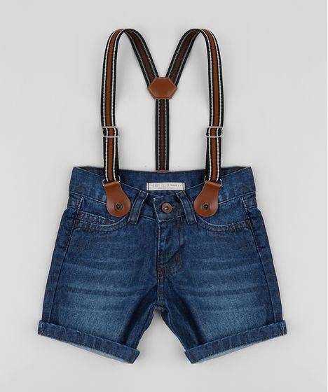 short jeans com suspensório infantil