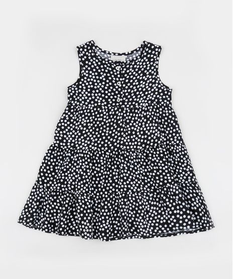 Vestido-Infantil-Estampado-de-Poa-com-Botoes-e-Babado-Preto-9955417-Preto_1