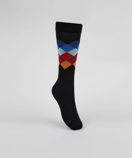 Meia-Feminina-Cano-Alto-Estampada-Geometrica-Preta-9957614-Preto_1