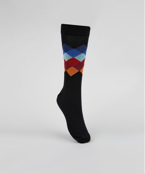 Meia-Feminina-Cano-Alto-Estampada-Geometrica-Preta-9957614-Preto_1