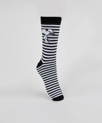 Meia-Feminina-Snoopy-Cano-Alto-Estampada-Listrada-Branca-9957620-Branco_1
