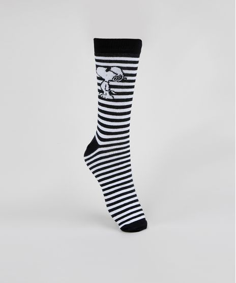 Meia-Feminina-Snoopy-Cano-Alto-Estampada-Listrada-Branca-9957620-Branco_1