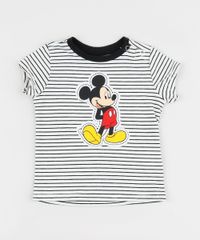 Camiseta-Infantil-Mickey-Estampada-Listrada-com-Botoes-Manga-Curta-Preta-9958287-Preto_1