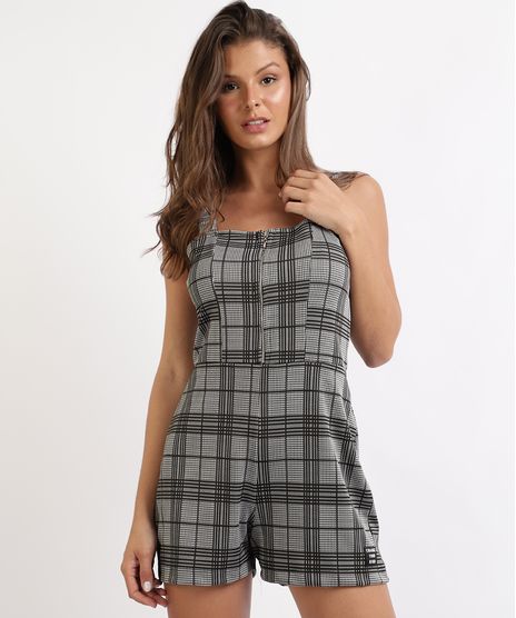Macaquinho-de-Jacquard-Feminino-Estampado-Xadrez-com-Ziper-Cinza-9957443-Cinza_1
