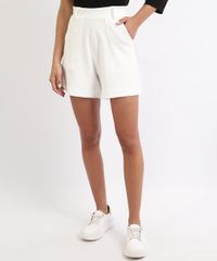 Bermuda-Feminina-Alfaiatada-com-Bolsos--Branca-9962905-Branco_1