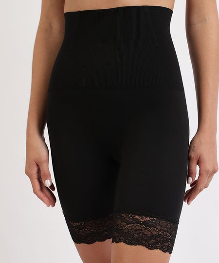 Bermuda-Feminina-Lupo-Modeladora-Cintura-Alta-com-Renda-Preta-9959091-Preto_1