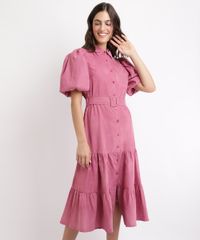 Vestido-Feminino-Mindset-Midi-com-Recortes-e-Cinto-Manga-Bufante-Rosa-9964132-Rosa_1