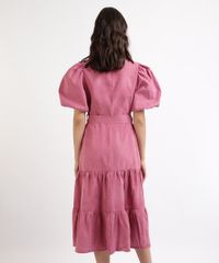Vestido-Feminino-Mindset-Midi-com-Recortes-e-Cinto-Manga-Bufante-Rosa-9964132-Rosa_2