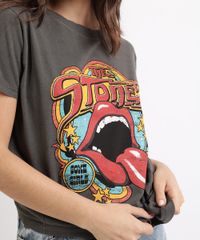 T-Shirt-Feminina-de-Banda-Mindset-The-Rolling-Stones-Manga-Curta-Decote-Redondo-Chumbo-9963121-Chumbo_2