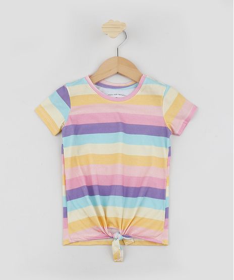 Blusa-Infantil-Estampada-Listrada-com-No-Decote-Redondo-Manga-Curta-Multicor-9961373-Multicor_1