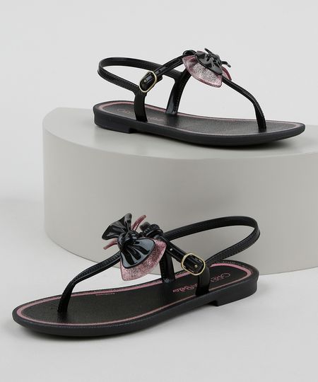 Rasteirinha-Infantil-Grendha-com-Laco-e-Glitter-Preta-9958774-Preto_1