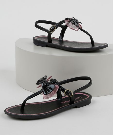 Rasteirinha-Infantil-Grendha-com-Laco-e-Glitter-Preta-9958774-Preto_1
