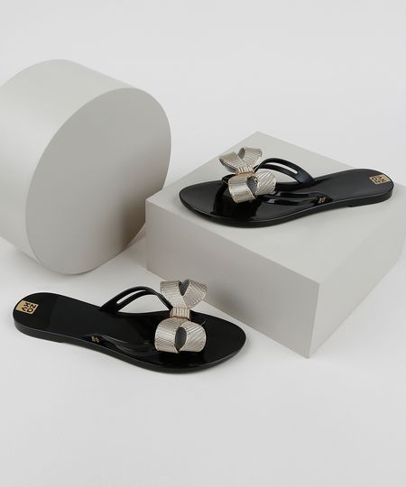 Rasteirinha-Feminina-Zaxy-Star-com-Laco-Metalizado-Preta-9959909-Preto_1