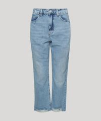 Calca-Jeans-Feminina-Reta-Cintura-Alta-Marmorizada-Barra-a-Fio-com-Rasgos-Azul-Claro-9960207-Azul_Claro_1
