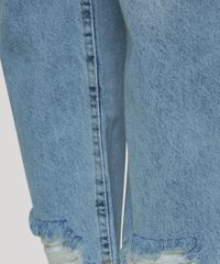 Calca-Jeans-Feminina-Reta-Cintura-Alta-Marmorizada-Barra-a-Fio-com-Rasgos-Azul-Claro-9960207-Azul_Claro_2