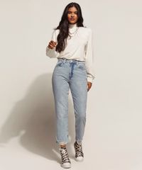 Calca-Jeans-Feminina-Reta-Cintura-Alta-Marmorizada-Barra-a-Fio-com-Rasgos-Azul-Claro-9960207-Azul_Claro_3