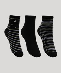 Kit-3-Meias-Feminina-Cano-Medio-Estampada-Listrada-Preta-9961844-Preto_1