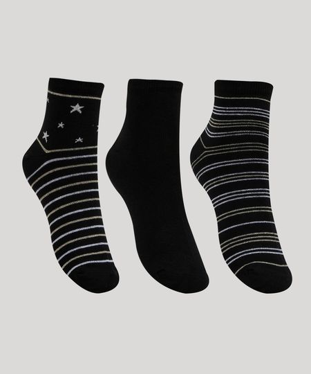 Kit-3-Meias-Feminina-Cano-Medio-Estampada-Listrada-Preta-9961844-Preto_1 Kit-3-Meias-Feminina-Cano-Medio-Estampada-Listrada-Preta-9961844-Preto_1