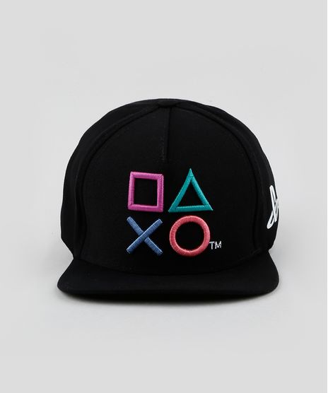 Bone-Masculino-Aba-Reta-Playstation-com-Bordado-Preto-9959526-Preto_1